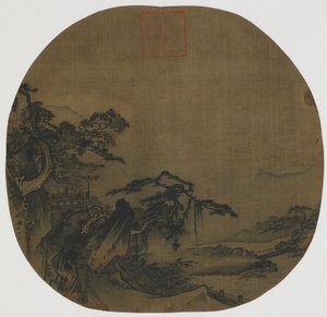 Paisaje: pabellones en una ladera de montaña, dinastía Ming de Yuan Ma