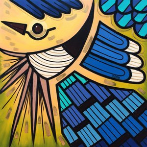 Pájaro de patio arrendajo azul, 2023 (óleo sobre lienzo) de Yue Zeng