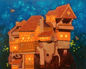 Casa de abejas, 2023 (óleo sobre lienzo) de Yue Zeng