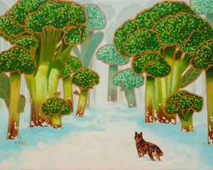 Brocolli forest, 2023 (óleo sobre lienzo) de Yue Zeng