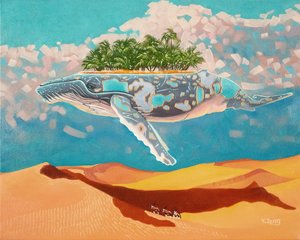 Oasis de ballenas, 2023 (óleo sobre lienzo) de Yue Zeng