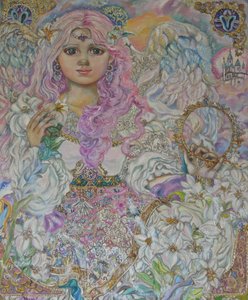Un ángel del lirio rosa