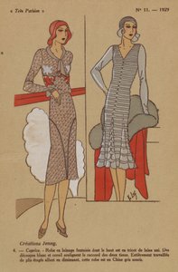 Très Parisien, 1929, nº 11: Jenny creations / 4. - Capricho. - Vestido de lana... de Y.v. Luq