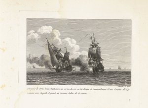 Jan Bart en dienst van de koning van Frankrijk, 1678 En la paz de 1678, Jean-Bart entró al servicio del rey, se le dio el mando de un Corvette de 14 cañones, con el que tomó un Corsair Saltin de 16 cañones (título sobre objeto) colección de peines