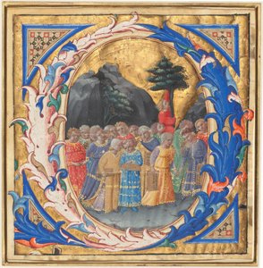 Inicial Q con una Procesión de Niños de Zanobi Strozzi