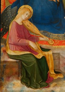 Madonna de la Humildad con dos ángeles músicos (detalle) de Zanobi Strozzi
