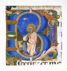 El rey David en oración en una inicial B, ca. 1450