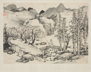 Álbum de Paisajes en Varios Estilos: Paisaje con Artista en un Puente, 1684