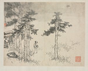 Álbum de paisajes en varios estilos: Shibiao esperando la luna