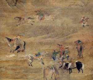 Jinete mongol persiguiendo un caballo (detalle) de Zhao Mengfu Chao Meng Fu or
