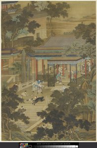 Jieyu defendiendo al emperador de un oso,
c.1740 (tinta y color sobre papel) de Zhidao Cheng