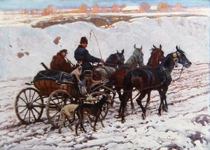 Carro de caballos (óleo sobre lienzo) de Zygmunt Rozwadowski