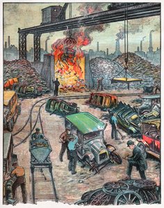 Descarga de un coche en EE.UU. 1924 (Ilustración) de . .