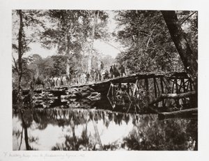 Un puente militar sobre el Chickahominy, Virginia, EE.UU., c. 1862 de Ferdinand Georg Waldmuller