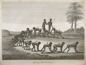 Hombres aborígenes imitando perros, Australia