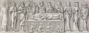 Después del bajorrelieve en la tumba de la Princesa Isabel de Hungría (1207-1231) una Santa Católica, de 