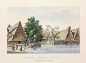 Arquitectura Casas en Oualan, Islas Carolinas de Frederick (attr. to) Barnard