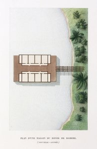 Plano arquitectónico de una casa en el puerto de Doreri de Frederick (attr. to) Barnard