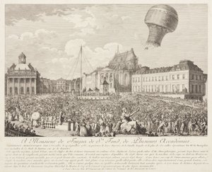 Ascenso de un globo Montgolfier en Versalles de Frederick (attr. to) Barnard