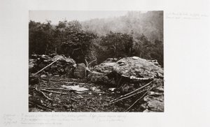 Fortificaciones en Little Round Top Hill, Gettysburg, Pensilvania, julio de 1863 de Ferdinand Georg Waldmuller