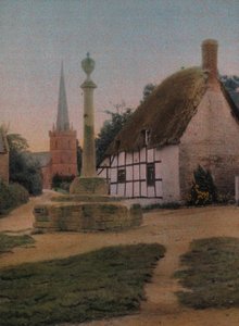 Cottage con techo de paja de Frederick (attr. to) Barnard