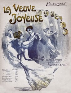 Parejas bailando el vals Ballsirenen. circa 1910 (Ilustración) de . .