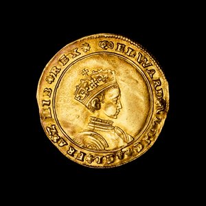 Moneda inglesa de medio soberano de oro martillado de Hippolyte Lalaise Devéria
