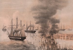 Explosión de la linterna de Ancona al lado del mar, sitio de Ancona de William Walcutt