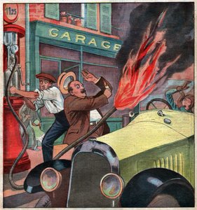 Incendio en una gasolinera de Ferdinand Georg Waldmuller