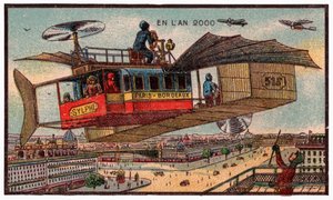 Autobús volador en París, c.1910