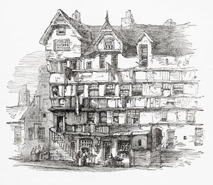 Casas en la Calle Alta, Edimburgo, Escocia de . .