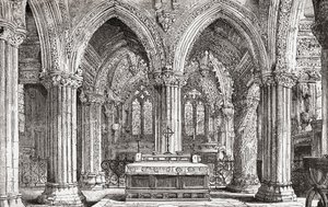Interior de la Capilla Rosslyn, Roslin, Midlothian, Escocia de . .