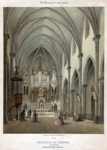 Interior de la iglesia carmelita en Bagneres de Bigorre. ca. 1870 de . .