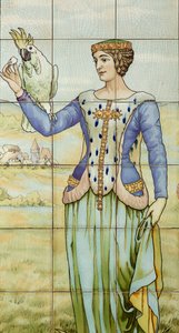 Vista interior, panel de azulejos, pintor Furcy Ernest Tondeur, ejecutor Boch Frères La Louvière