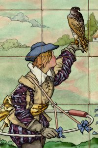 Vista interior, panel de azulejos, pintor Furcy Ernest Tondeur, ejecutor Boch Frères La Louvière, segundo panel, (detalle) de . .