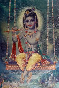 Señor Krishna con flauta. Dios hindú de . .