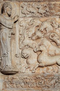 Bajo relieve del portal de San Zeno Maggiore. Verona de . .