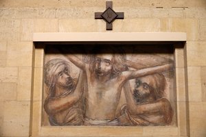 Abadía trapense de Orval, Bélgica. Iglesia. Vía Crucis. 11ª estación de . .