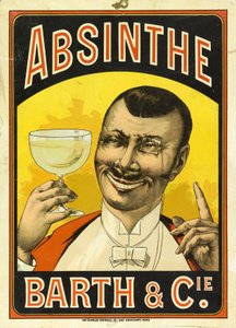 Publicidad para la absenta Barth & Cie, en Chalon sur Saone (Saone y Loira, Francia), hacia 1890