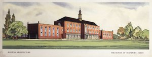 Arquitectura ferroviaria: la Escuela de Transporte, Derby, principios de los años 1950 de Frederick (attr. to) Barnard