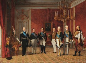 Recepción del Gran Duque Alejandro Nikoláyevich por el Príncipe Metternich en la Hofburg de Viena en 1839 de Фердинанд Георг Вальдмюллер