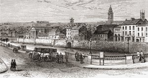 Shandon junto al río Lee, Condado de Cork, Irlanda a finales del siglo XIX, de Our Own Country publicado en 1898 de Ferdinand Georg Waldmuller