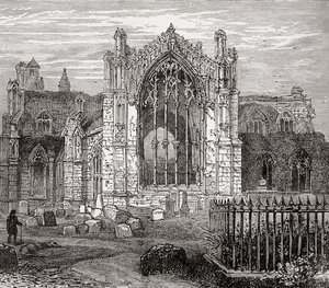Abadía de Santa María, Melrose, Roxburghshire, Scottish Borders, Escocia de . .