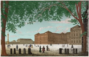 La residencia de Wurzburgo, castillo de los Príncipes Obispos en Baviera. ca. 1850 (grabado) de . .