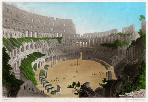 Las ruinas del Coliseo en Roma. ca. 1840 de . .
