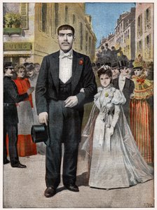 Boda de un gigante de espectáculo de fenómenos