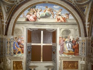 Virtudes Cardinales y Teológicas, muro de la justicia, sur de Raphael
