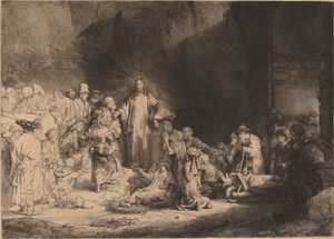 Cristo Predicando (La Estampa de los Cien Florines) de Rembrandt van Rijn