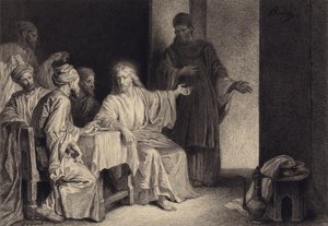 Cristo sana al hombre con hidropesía de after Albert Robida