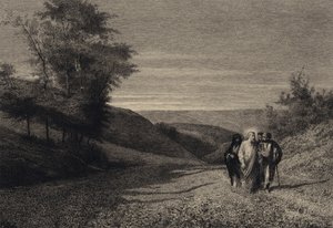 Jesús y sus discípulos en el camino a Cesarea de after Albert Robida